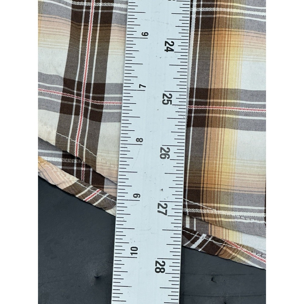 Rodeo Clothing Co Men's Large Pearl Snap Plaid Western Shirt Brown - Picture 4 of 7